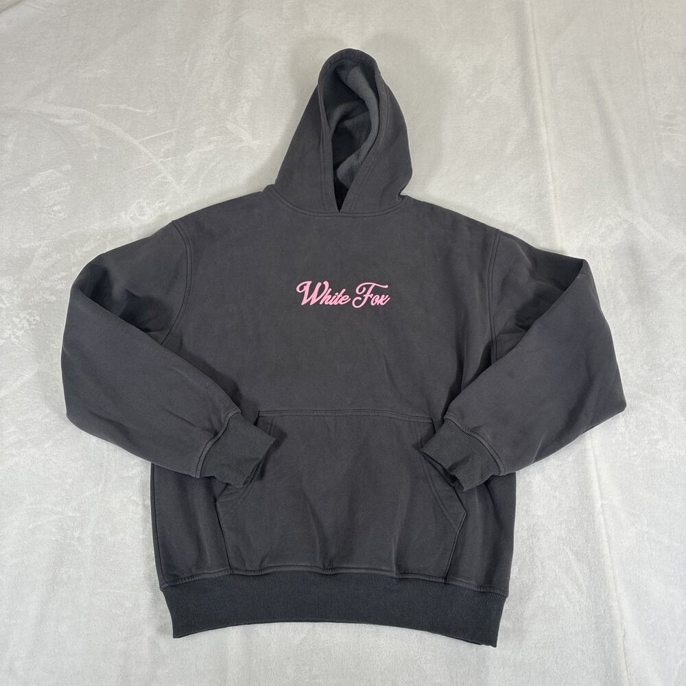 White Fox Season 7 Oversized Hoodie Monument Gray Pink Logo S/M Bnfts Charity